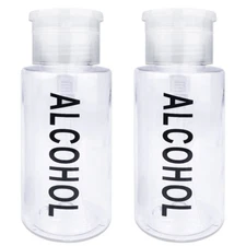 Pana 7oz Alcohol Labeled Pump Dispenser Empty Bottle w/Flip Top Cap - Clear 2pcs