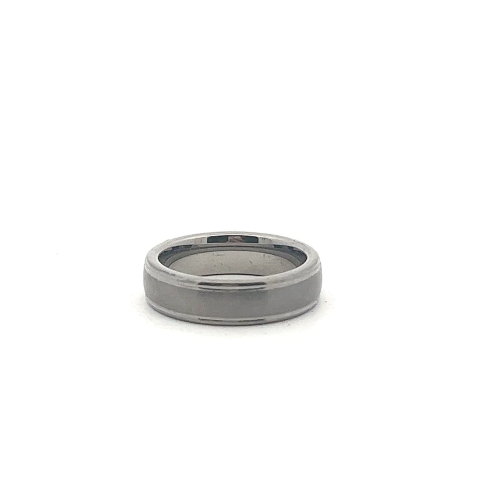 Tungsten 6.4mm Satin Center Polished Groove Edge Band Ring - Image 2 of 4