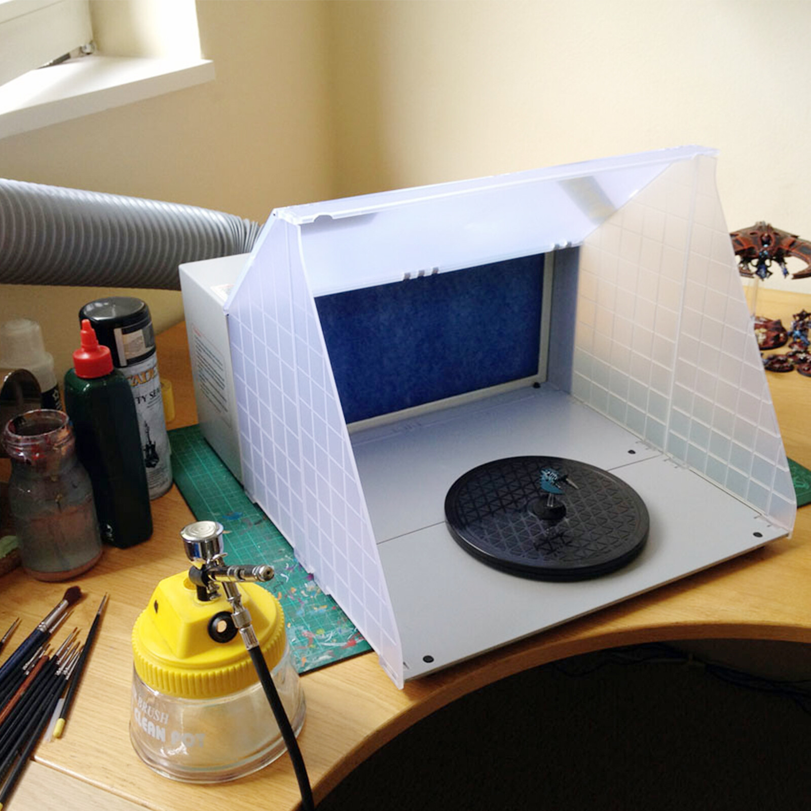 Portable Airbrush Spray Booth Turntable Extractor Filter Exhaust Fan