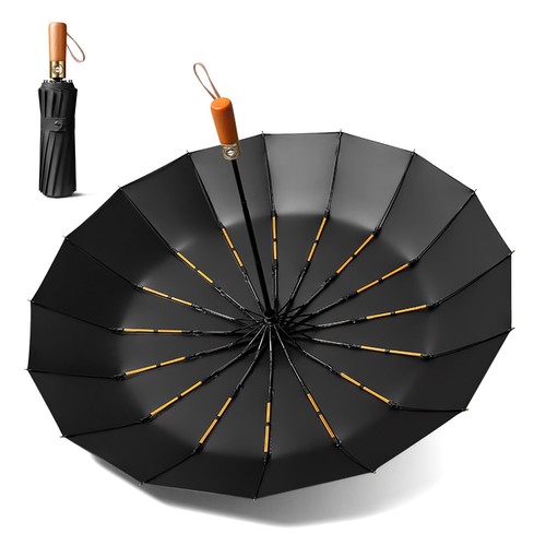 Regenschirm Groß Sturmfest Regenschirm Holzgriff Taschenschirm Automatik XXL - Bild 12 von 16