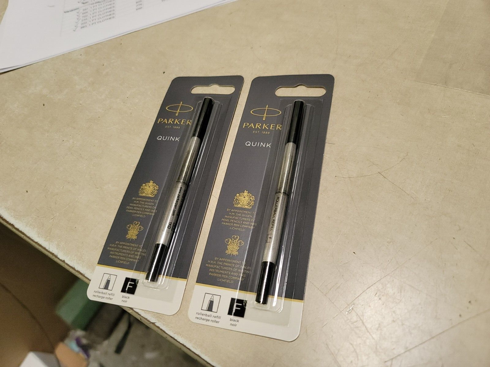 LOT OF 2 SEALED Parker Rollerball Pen Refill FINE Point Black INK QUINK 1952257