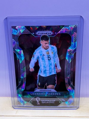 2022 Panini Prizm World Cup Soccer Silver Cracked Ice #6 Leandro Paredes