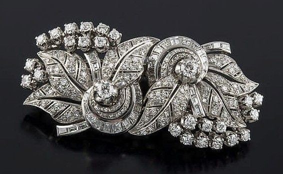 6 Ct Round Cut Simulated Diamond Women's Flower brooch pin 14k White Gold plated