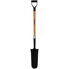 Drain Spade Shovel 48 Inch Fiberglass Handle Ergonomic D Grip Orange Heavy Duty