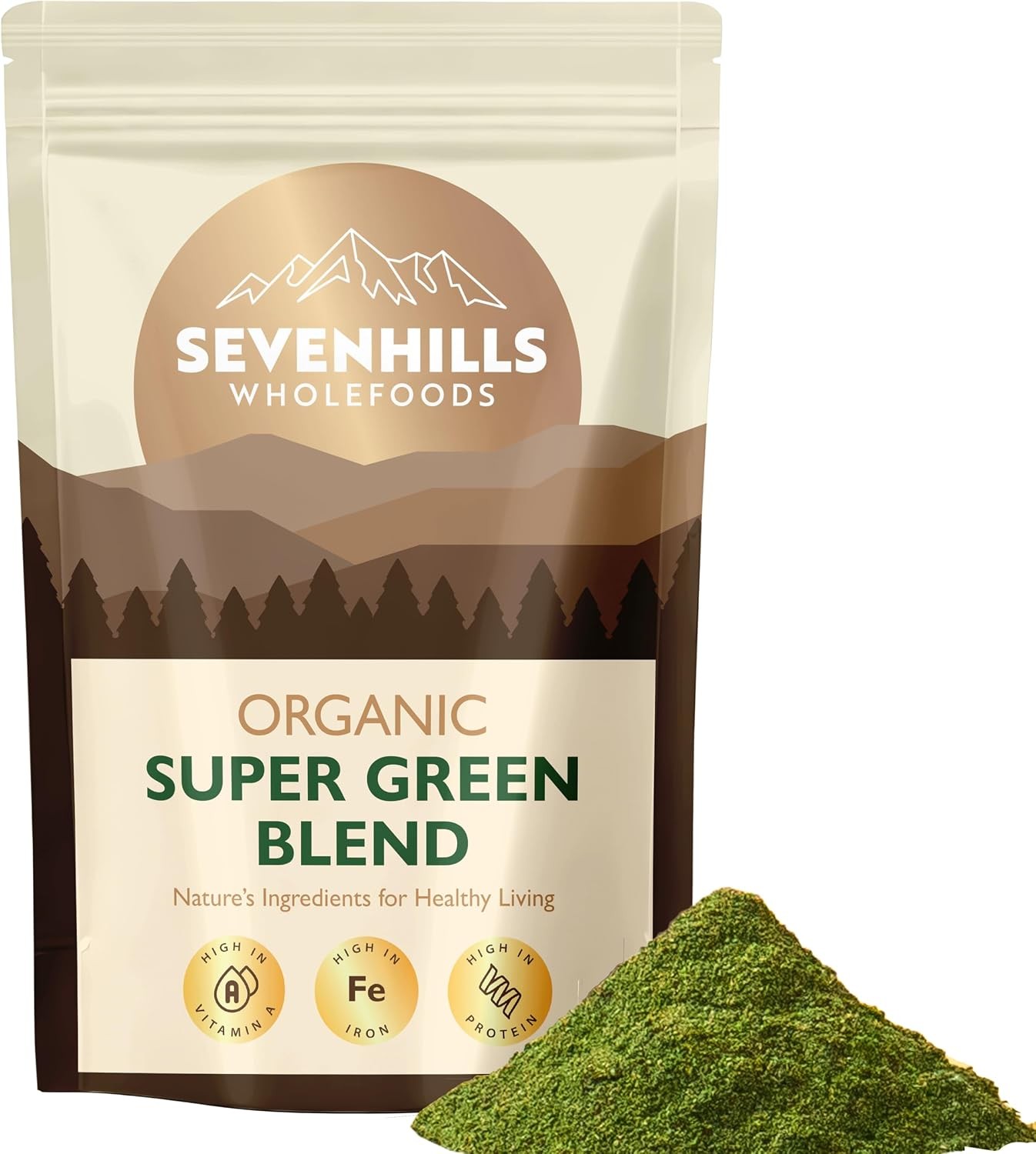 Organic Super Greens Blend 400g with Spirulina, Chlorella, Wheatgrass & Barley