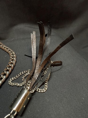 Cinturón Michael Kors Cuero Cadena Borla Marrón Tono Plata Etiquetas Nuevas - Pequeño - Imagen 3 de 4