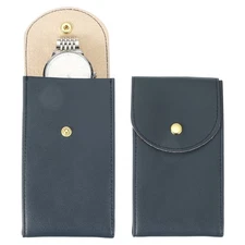 2 Pcs Leather Watch Pouch, Portable Watch Case, Blue