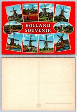Vintage Holland Souvenir Windmills Tulips Dutch Culture Postcard MUVA