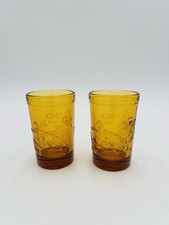 1970  s Jack  Jill Nursery Rhyme Vintage Amber Embossed Tiara Juice Glass 6oz