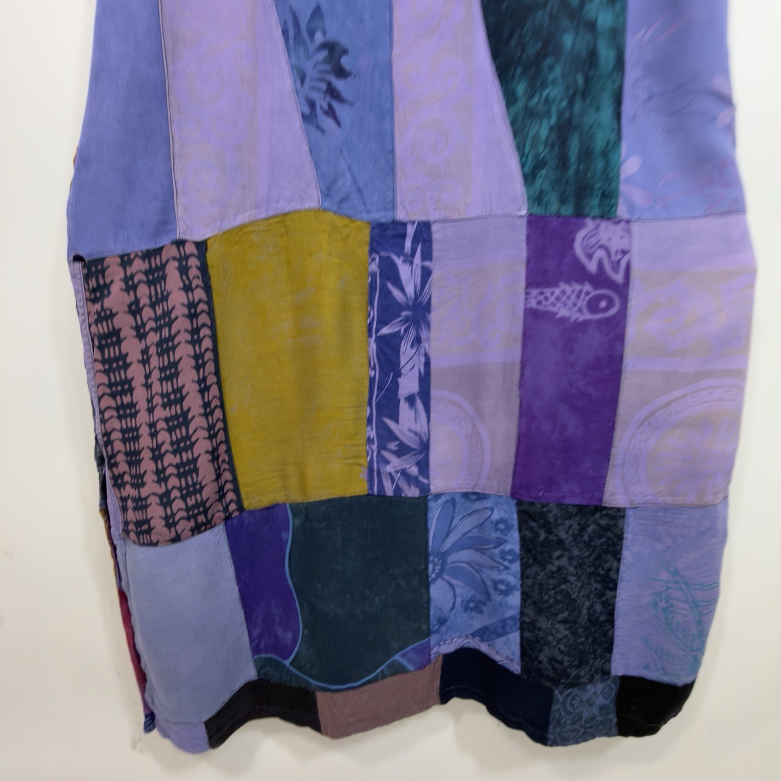 Vintage 90s Silver Stream Boho Patchwork Rayon Ma… - image 3