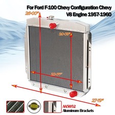 Aluminum Radiator For 1957-1960 Ford F-100 Truck 3.6l 4.4l 4.8l 5.8l Chevy V8 At