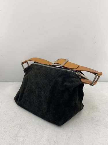 CELINE C Macadam Pattern Handbag Suede BLK Allover - Picture 2 of 7