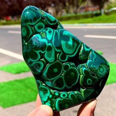 270G Natural glossy Malachite crystal mineral polished piece with pattern