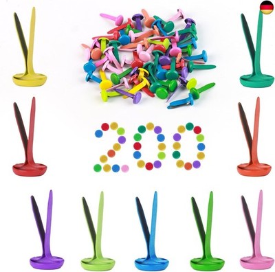 200 Stück Mini Bunte Brads, Metall Bunte Brads, Musterbeutelklammern, Leicht 