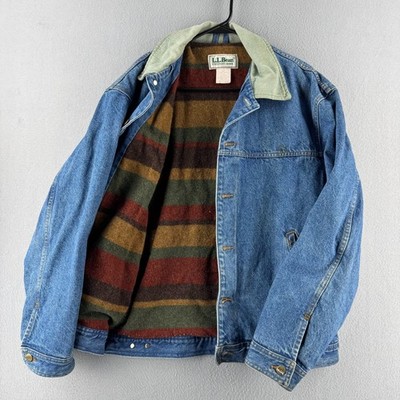 Vintage LL Bean Jacket Mens Medium (Fits L) Denim Wool Blanket