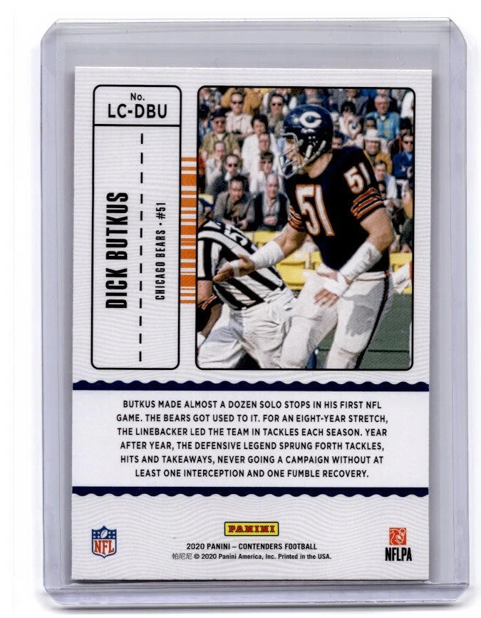 Dick Butkus 2020 Panini Contenders Legendary Contenders #LC-DBU Chicago Bears - Image 2 of 2