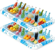 2 pcs-Ice Buffet Serving Tray Drink Cooler with Drain 2 pcs, Rgb Light 