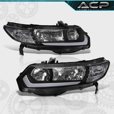 Black Housing Driving Led Drl Head Light Bumper Lamp Pair For 06-11 Civic Coupe