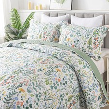 HoneiLife Floral Quilt King Size - 3 Pieces Microfiber Quilt Sets Lightweight...