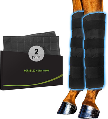 Horse Ice Boots 2-Pack with 64-Cell Ice Cells, Full-Leg Therapy Cooling Wraps fo