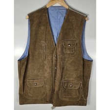 VTG Norm Thompson suede vest men's size XXL tan stain on front see picture