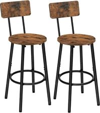 HOOBRO Bar Stools Set of 2 Round Bar Stools Bar Chairs Counter Height Bar Stools