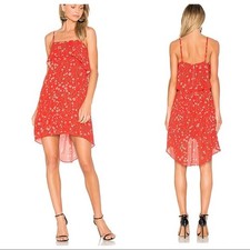 Alice + Olivia Reese Red Daisy Spaghetti Strap Hi-Lo Dress Size XS $265 1077