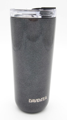 (1) David's Tea FAVORITE TUMBLER HOLOGRAPHIC BLACK Hot Cold Cup w/ Straw 20oz