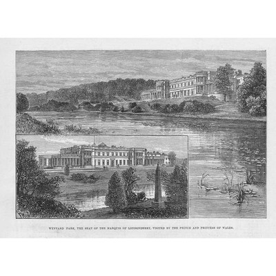 WYNYARD PARK Co Durham - antiker Druck 1883