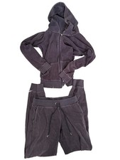 Juicy Couture Velour Tracksuit Set Blue Gray Hoodie S Joggers XS Y2K