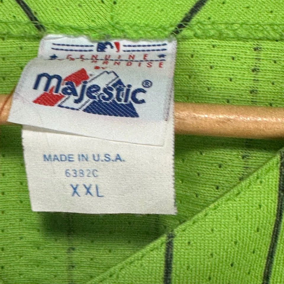 Camiseta deportiva vintage a rayas verdes de los Atlanta Braves para hombre 2XL hecha en EE. UU. majestuosa MLB Foto 4 de 4