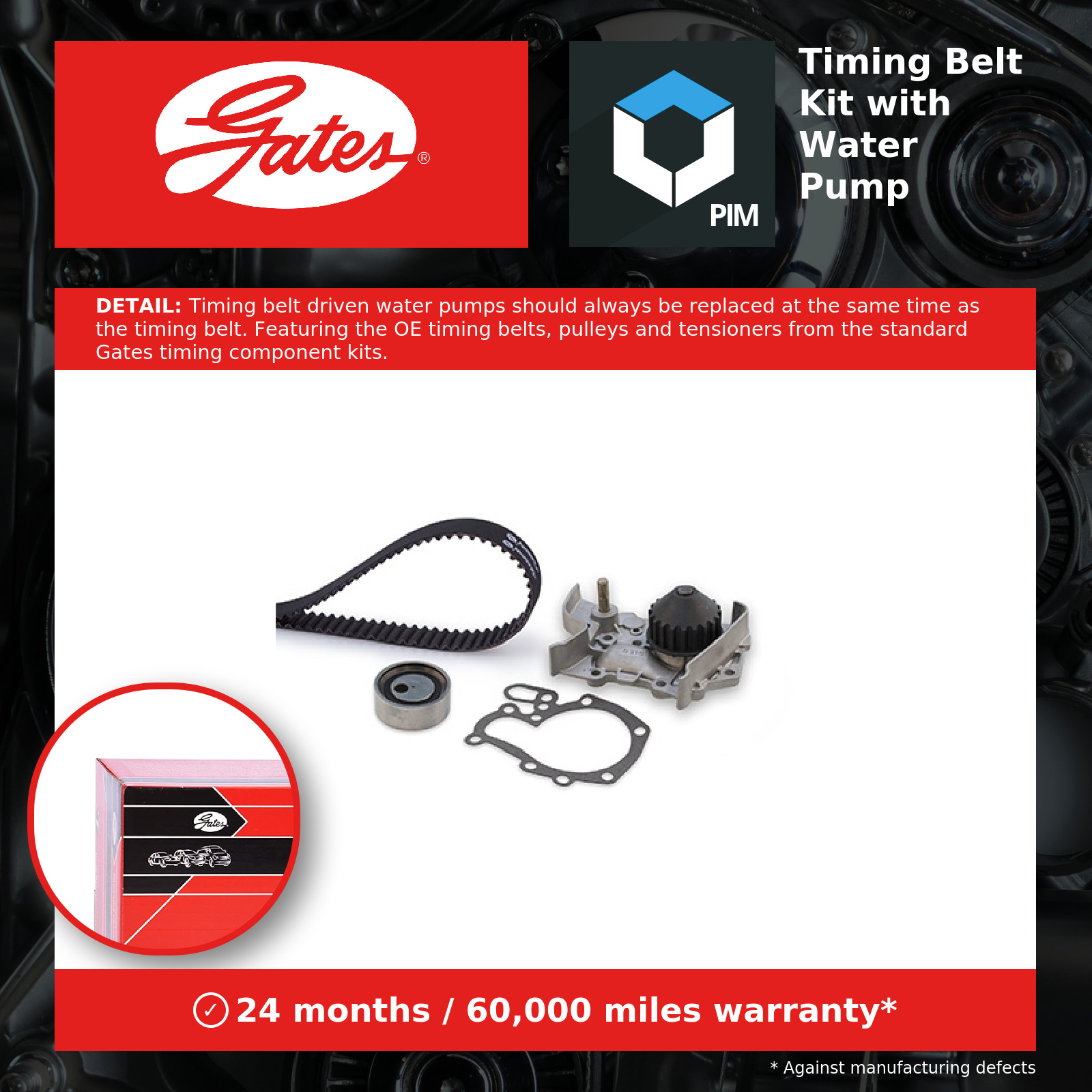 Timing Belt & Water Pump Kit KP25473XS Gates Set 5473XS K015473XS T41155 WP0050 - Image 3