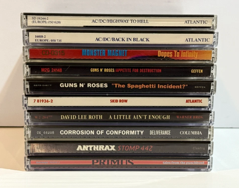 Hard Rock 10 CD Lot AC/DC GNR Anthrax Monster Magnet Skid Row Primus DLR COC Foto 2 de 4