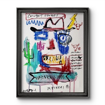 Aleph Original 14x11 Basquiat Style Graffiti Abstract Art Painting Canvas