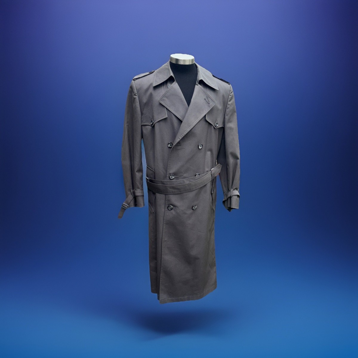 Christian Dior Monsieur Vintage Men Trench Coat 42R Dark Grey Saks