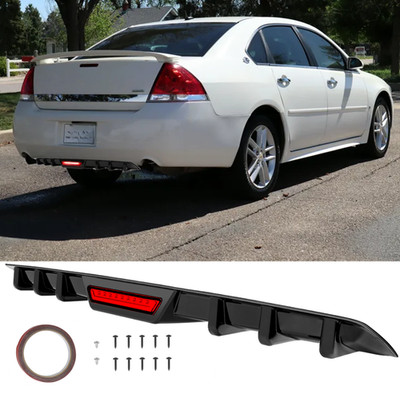 For Chevrolet Caprice LT SS Glossy Black Rear Bumper Diffuser w/ LED Brake Light
