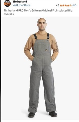 Timberland PRO Gritman Original Fit Insulated Bib Overalls Gray Men