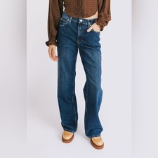 We The Free Free People Tinsley Baggy High Rise Straight Leg Jeans Blue Size 26