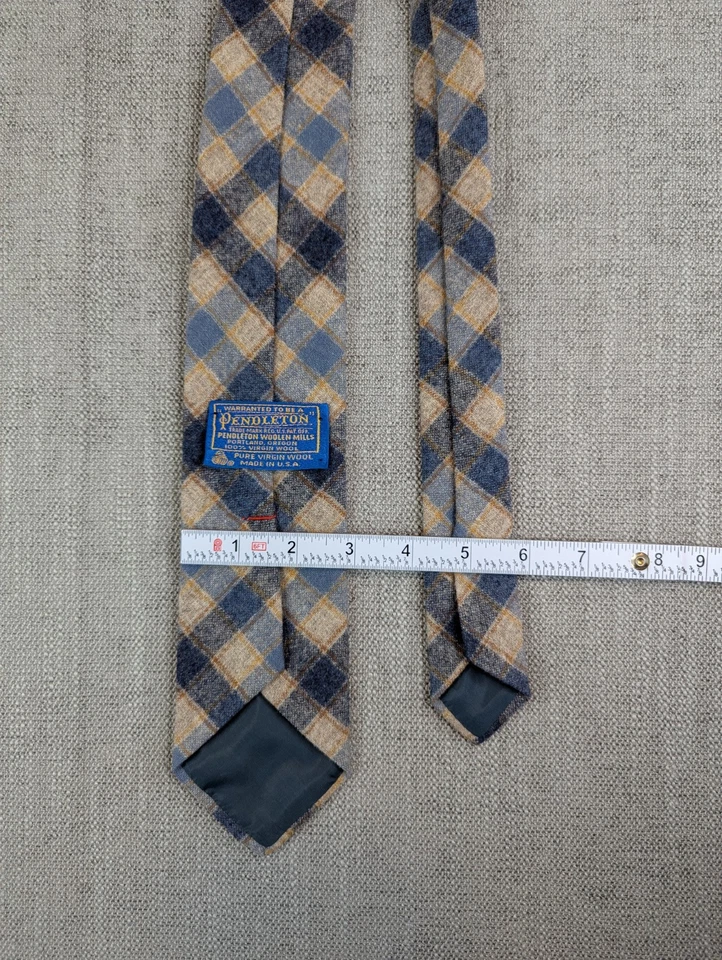 Corbata de Colección Pendleton 100% Lana Azul Tostado Escocés Tartán Hombres Clásica Tweed EE. UU. Foto 3 de 3