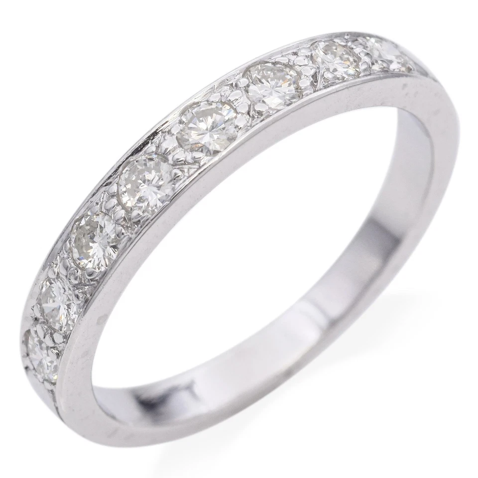 Vintage Platinum 0.27tcw Diamond Semi Eternity Wedding Band Ring - Image 2 of 4