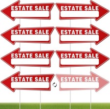 7 PC Estate Sale Signs 17 X 6 Estate Sale Signs with Stakes Double Sided La
