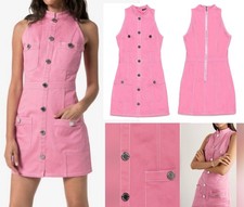 BALMAIN DUSTY PINK DENIM HALTER MINI DRESS FR...