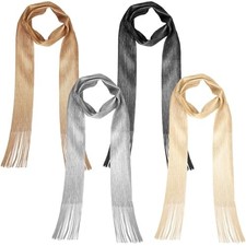 4 Pcs Glitter Sequin Tie Scarf Long Thin Skinny Scarf Women Lightweight