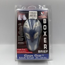 Safetgard Adult Boxer Brief with Cage Cup STG349ASW Small White Blue Protective