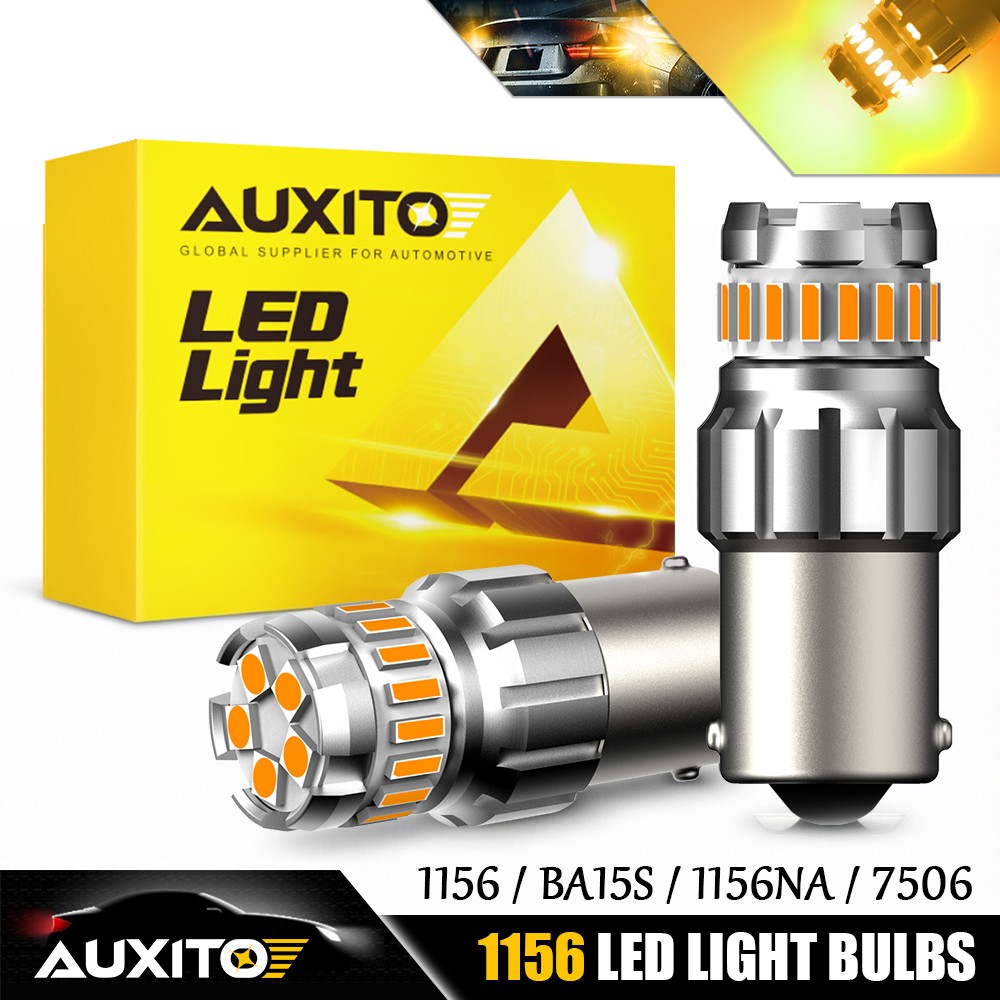 2x AUXITO 1156 LED Reverse Light Bulbs BA15S 7506 Amber Indicator Brake Lights