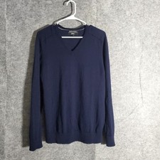 Banana Republic Merino Wool Sweater Mens Large Navy Blue V Neck Italian Knit