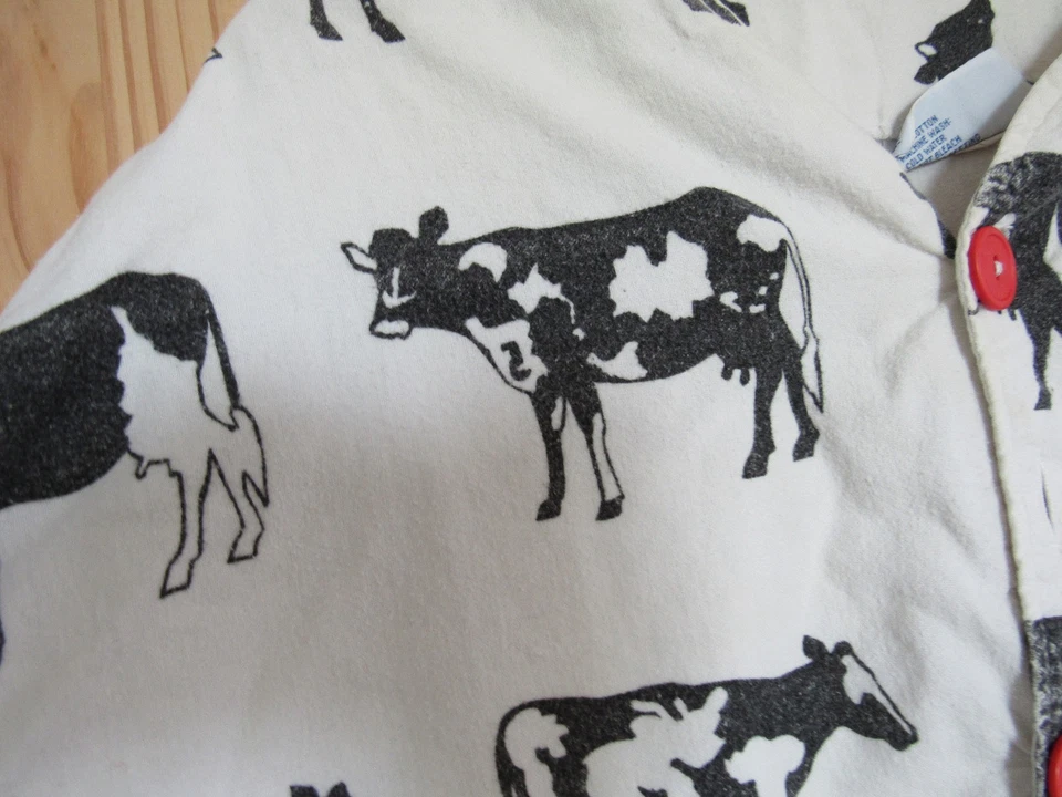 Camisa de noche Michigan Rag Co para mujer S/M franela negra blanca VACA EE. UU. DESGASTADA Foto 4 de 4