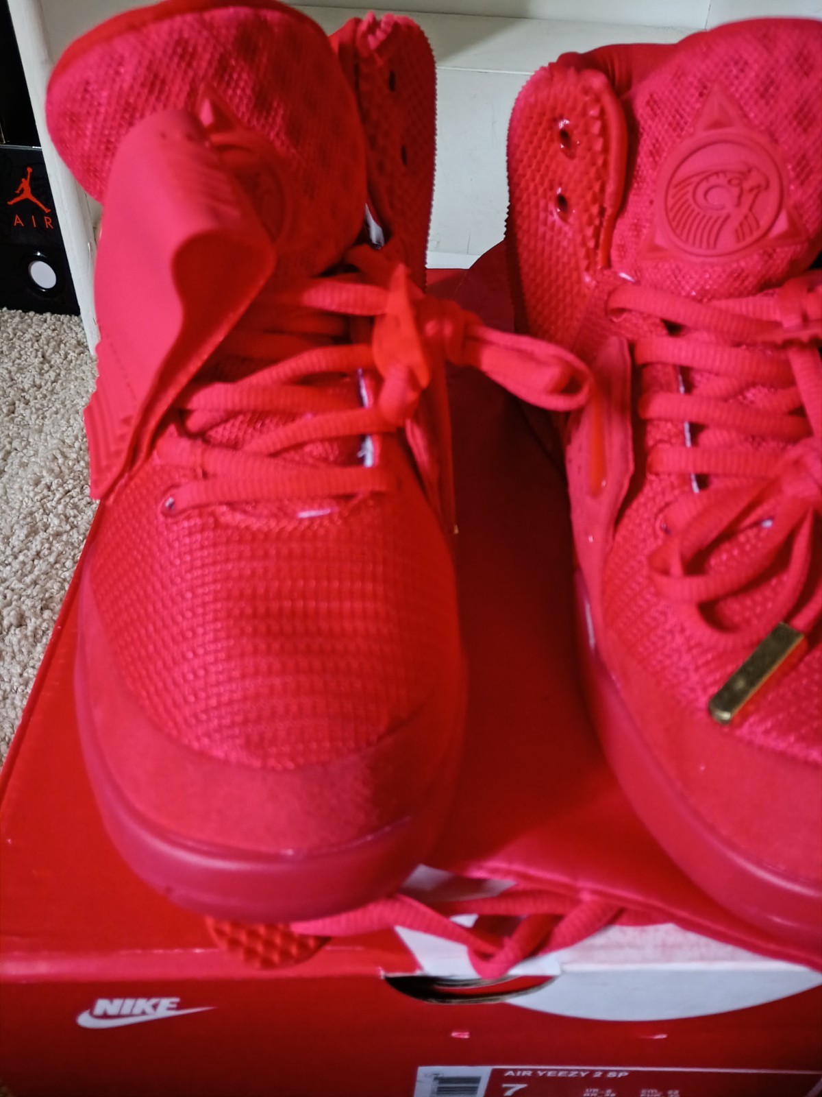Footwear® Nike Air Yeezy Red Rogue Red October All Red Everything. Size: 7 thumbnail 17