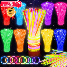 SHQDD 100 Glow Sticks Bulk Party Pack, 8  Neon Halloween 8", 100 Pack