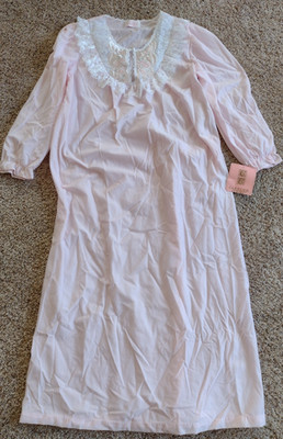 Vintage Sears Carriage Court Women's Pink w/ Lace Soft Nightgown, Size M, NWT